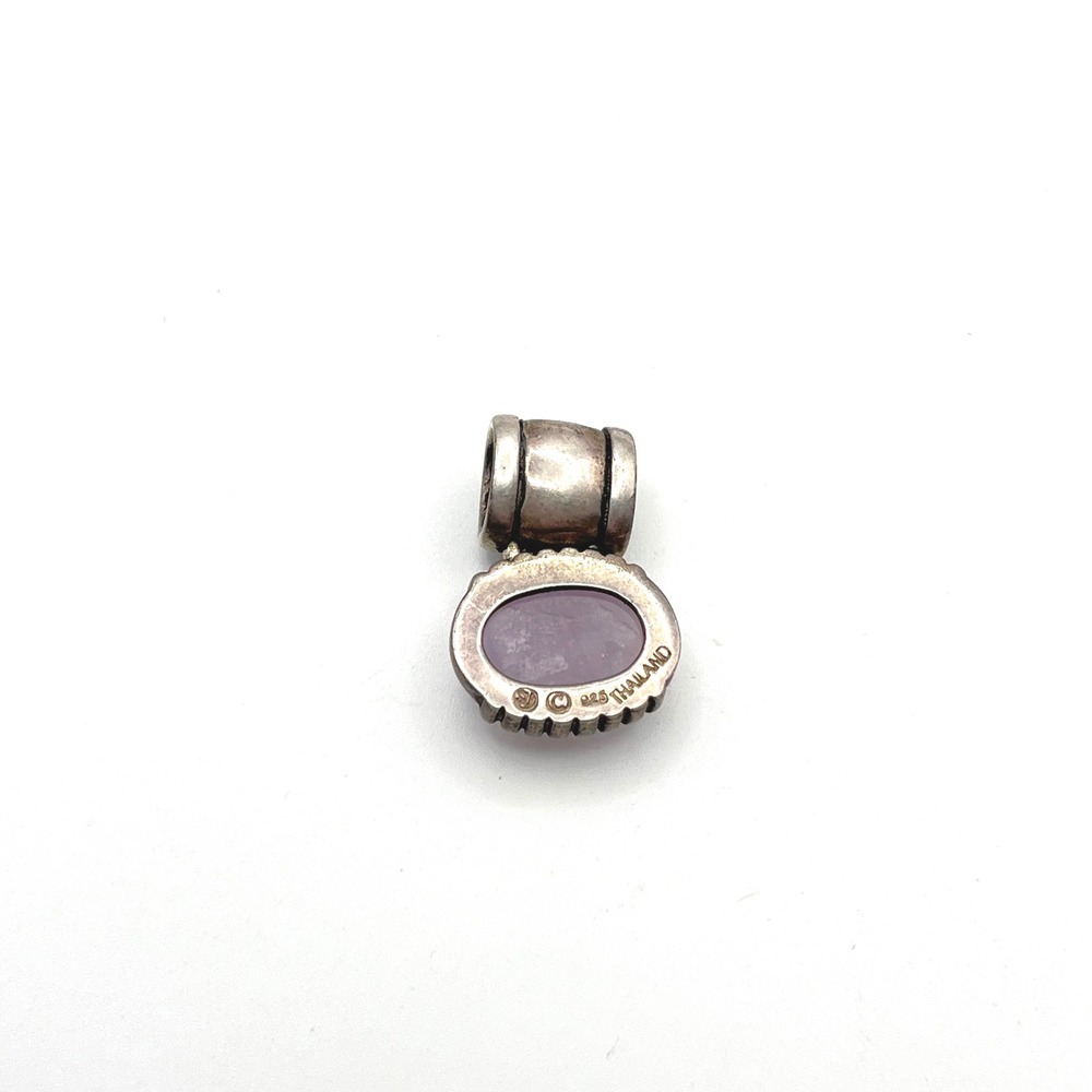 Sterling Silver 925 Lavender Amethyst & Mother of Pearl Pendant Thailand Ornate - Picture 7 of 8
